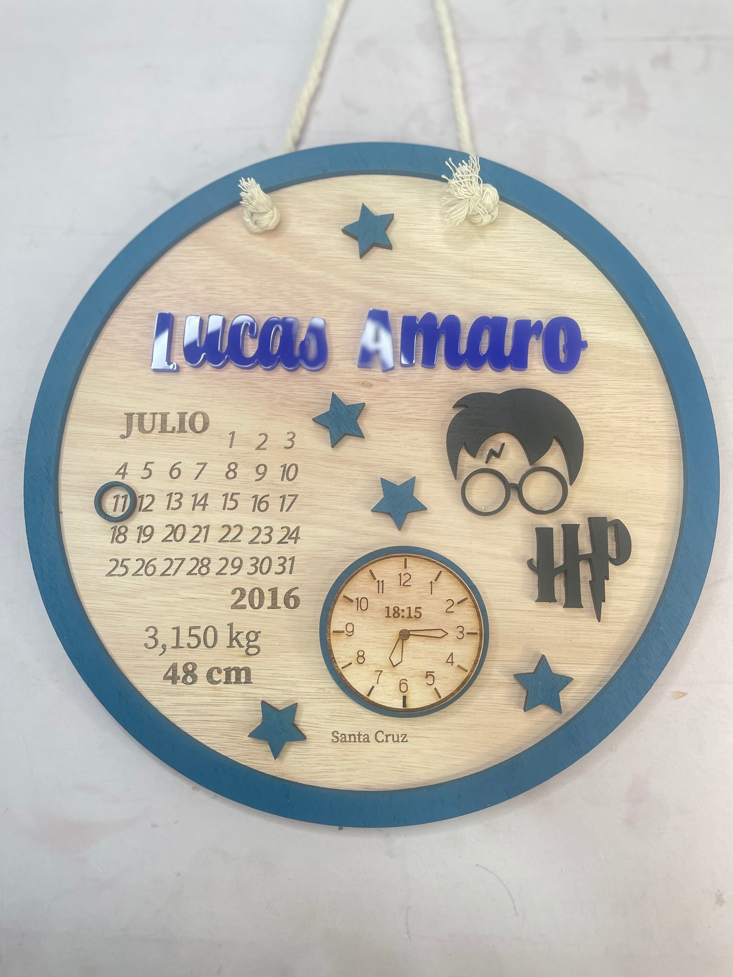 Cartel nacimiento con borde harry potter