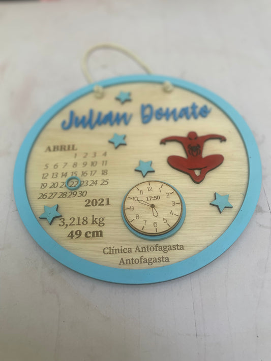 Cartel datos de nacimiento Spiderman