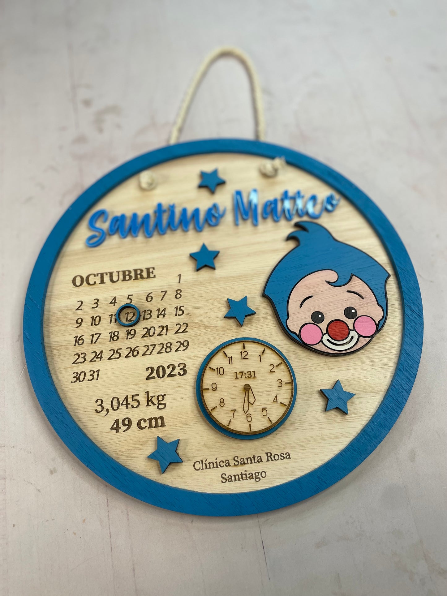 Cartel datos de nacimiento payaso plimplim