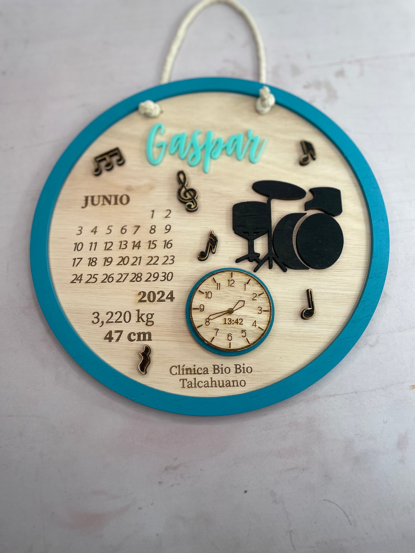 Cartel datos de nacimiento música batería