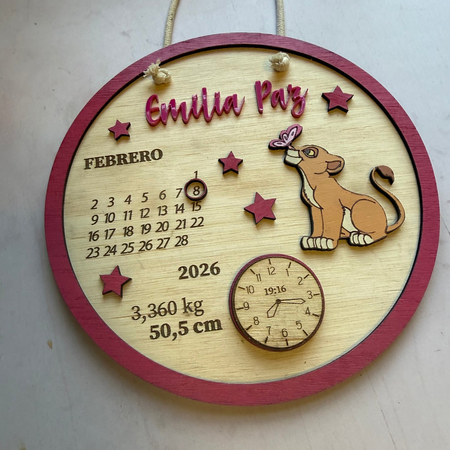 Cartel datos de nacimiento Nala