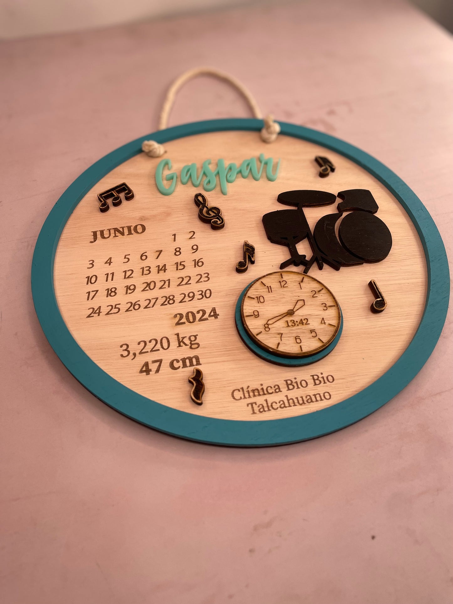 Cartel datos de nacimiento música batería