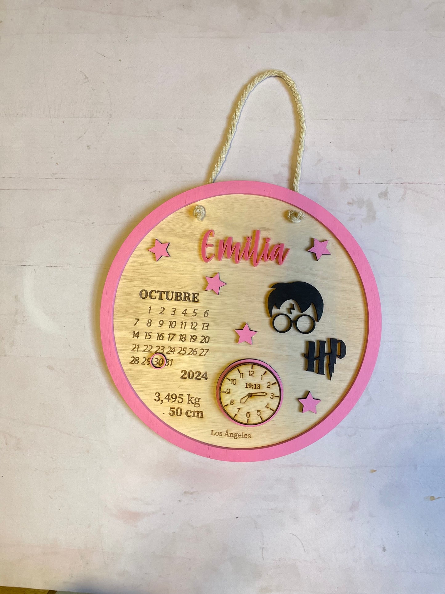 Cartel nacimiento con borde harry potter