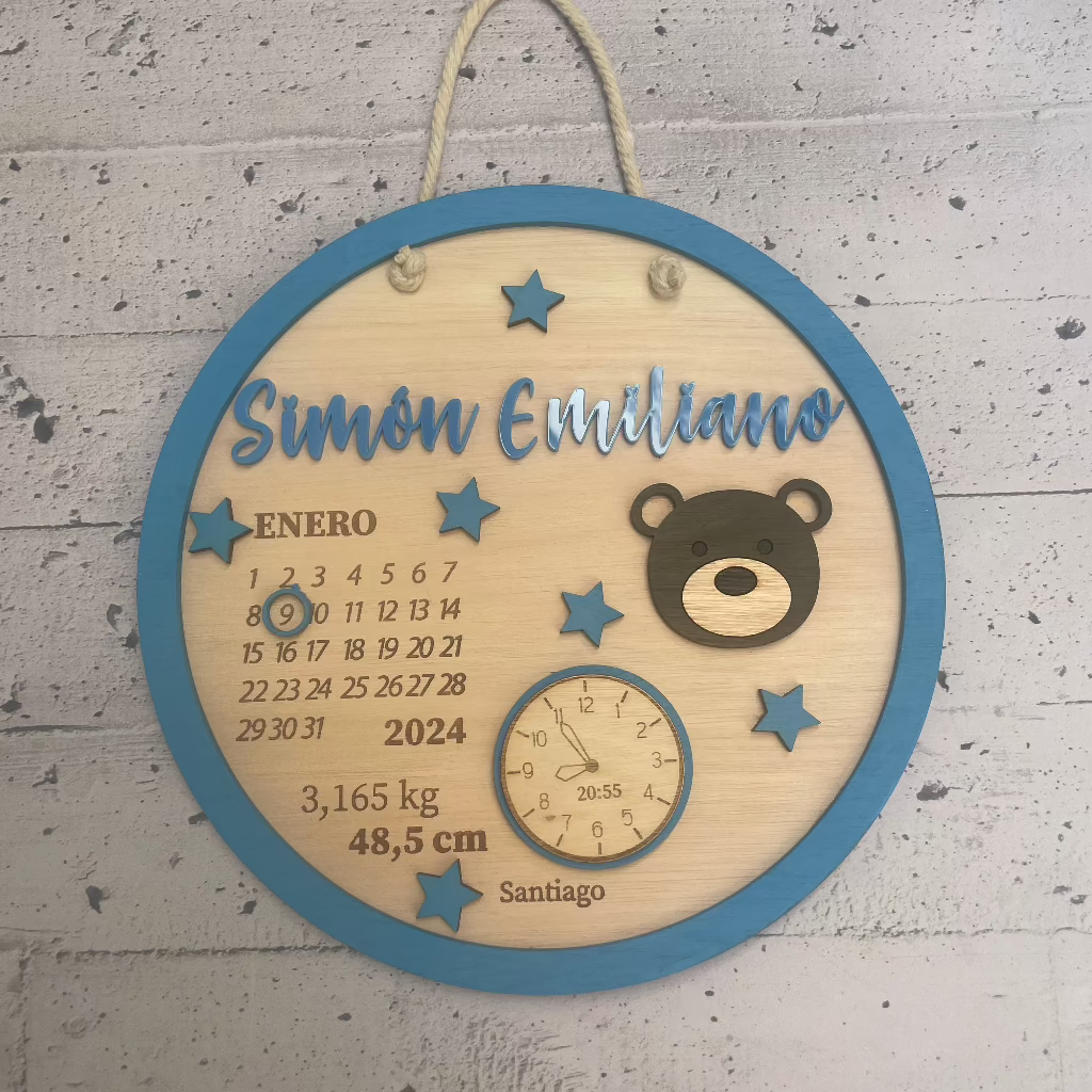 Datos de nacimiento oso con borde