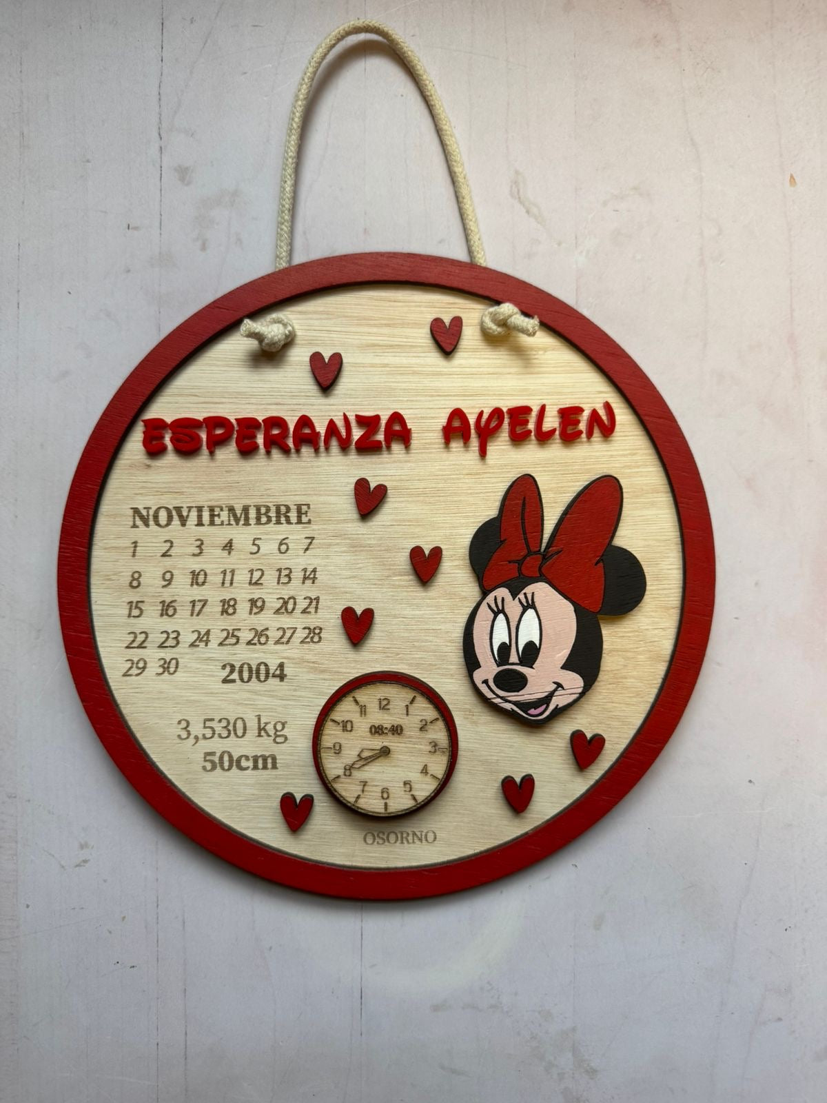 Cartel nacimiento minnie mouse con borde