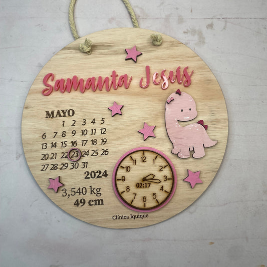 Cartel de nacimiento dinosaurio