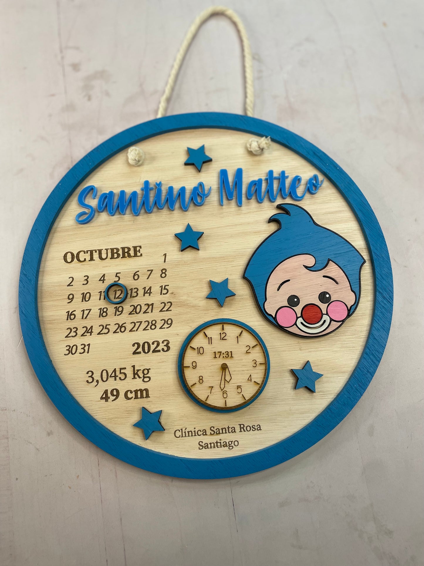 Cartel datos de nacimiento payaso plimplim