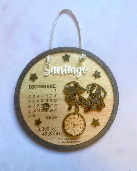 Cartel datos de nacimiento perro salchicha