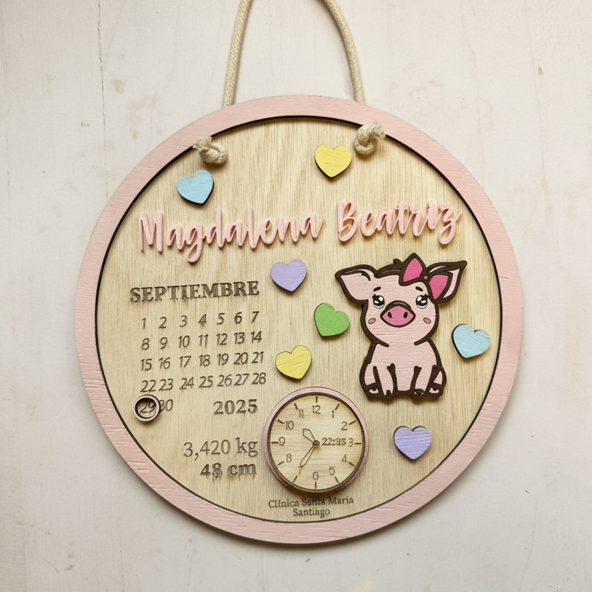 Cartel datos de nacimiento Cerdita