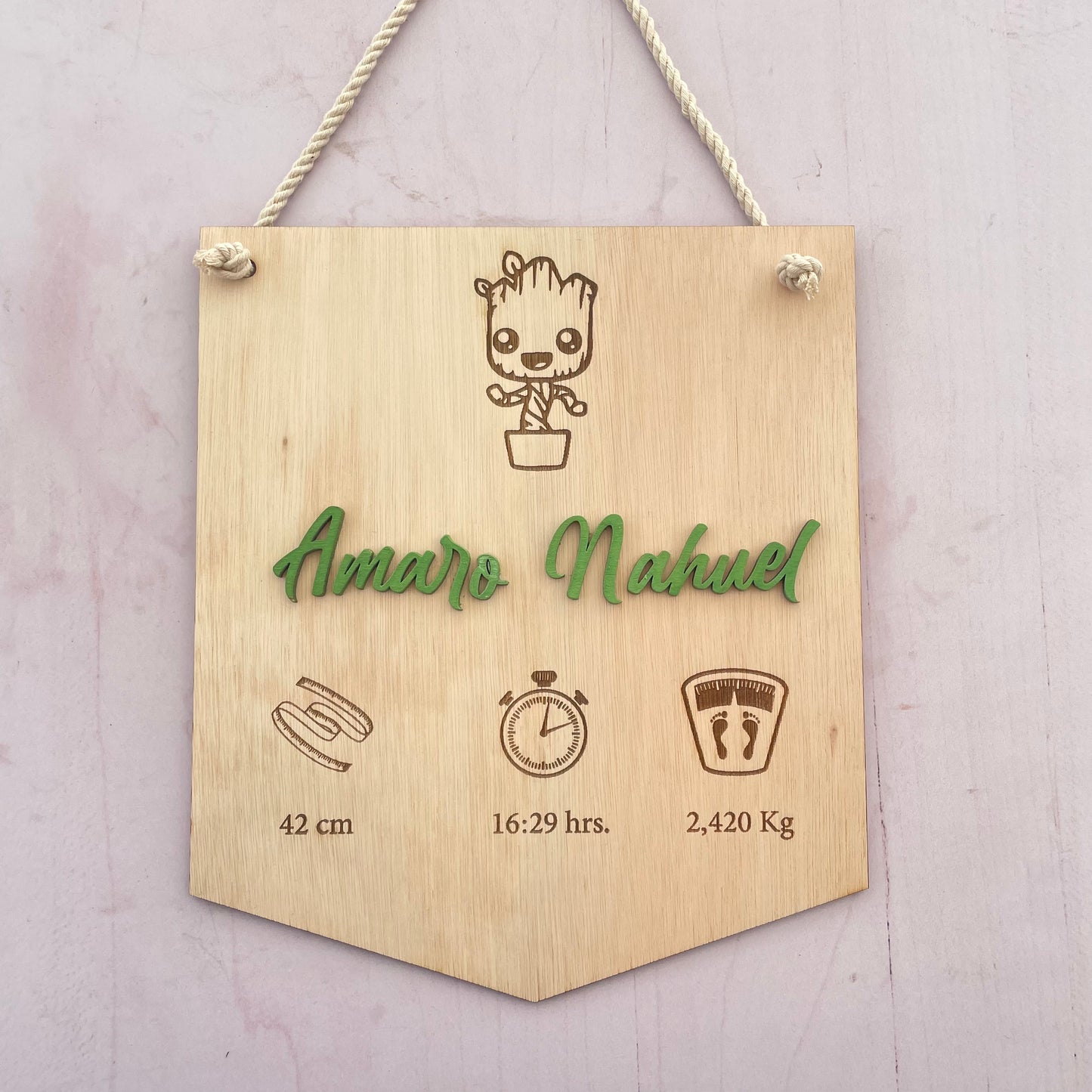 Cartel datos de nacimiento groot