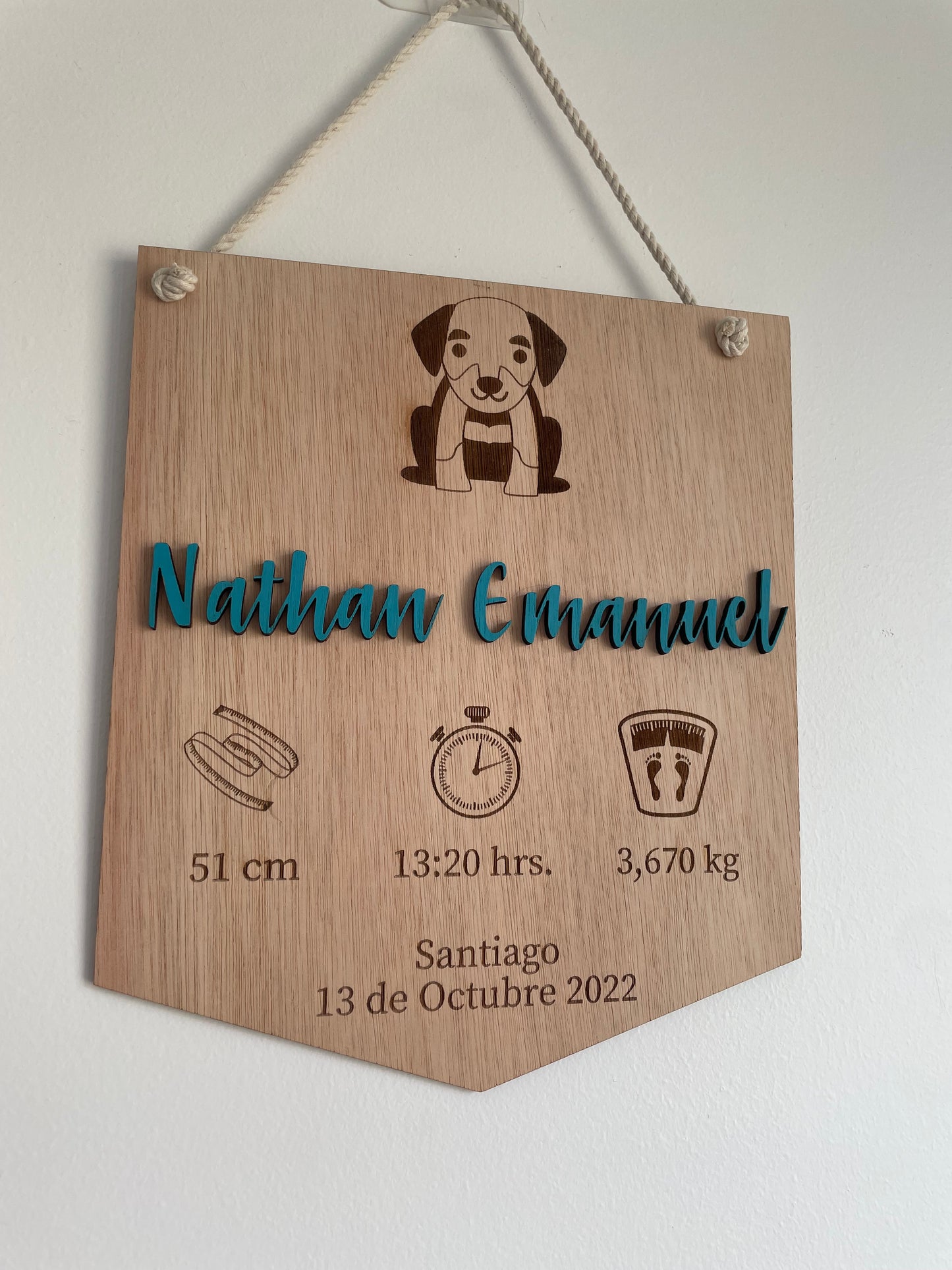 Cartel datos de nacimiento diseño perro