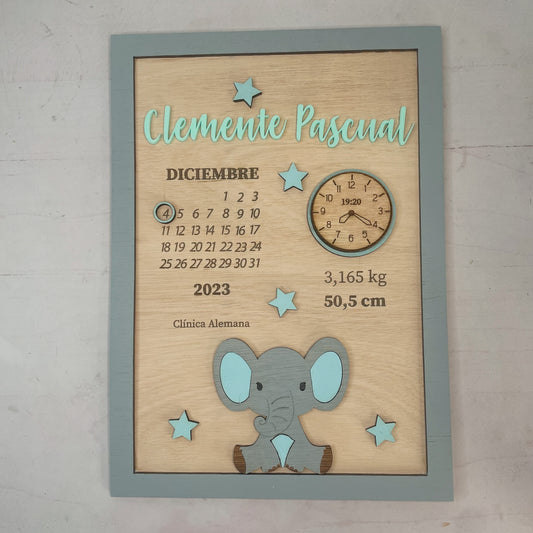 Cuadro de nacimiento elefante