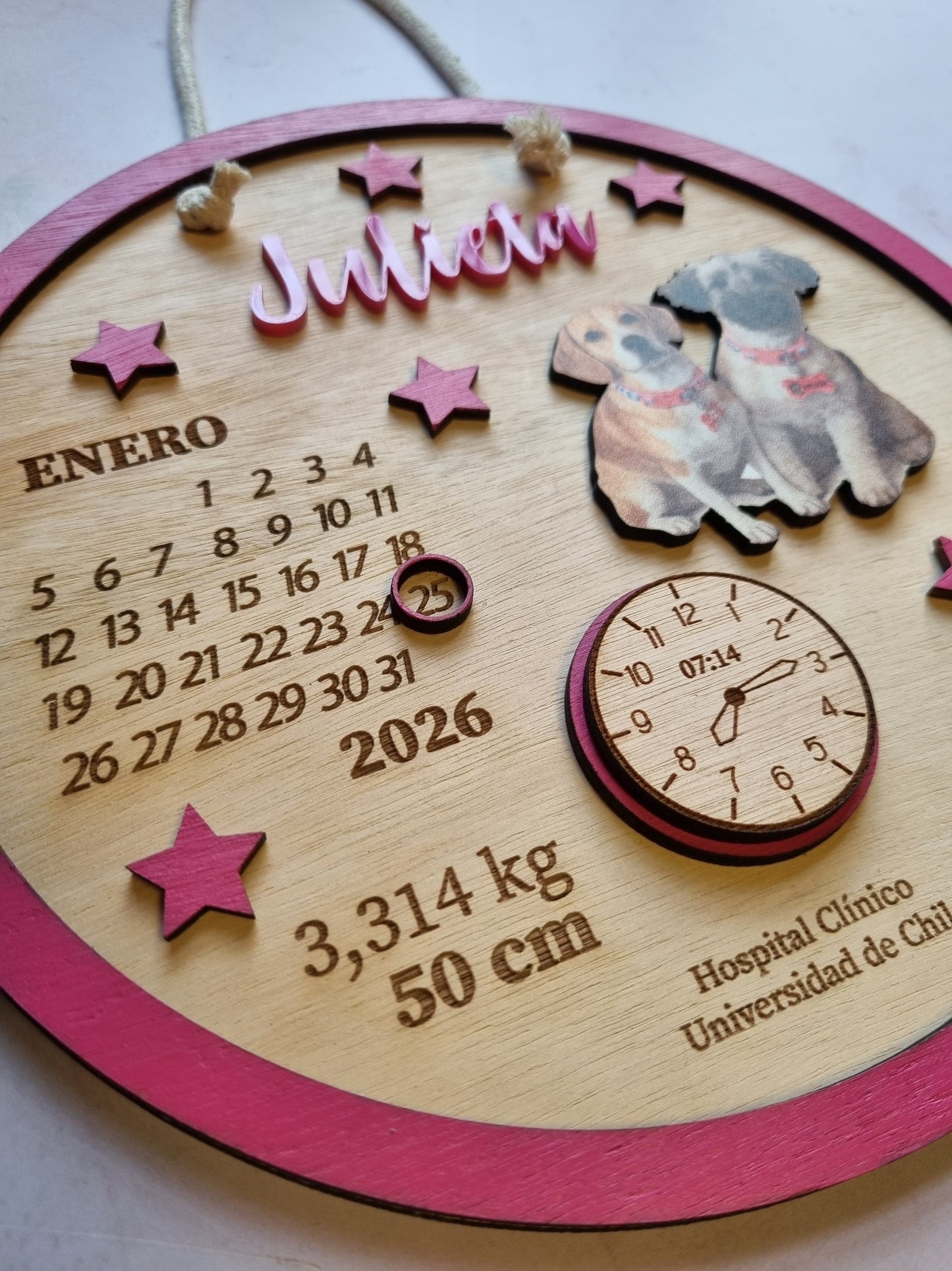 Cartel con datos de nacimiento modelo perritos