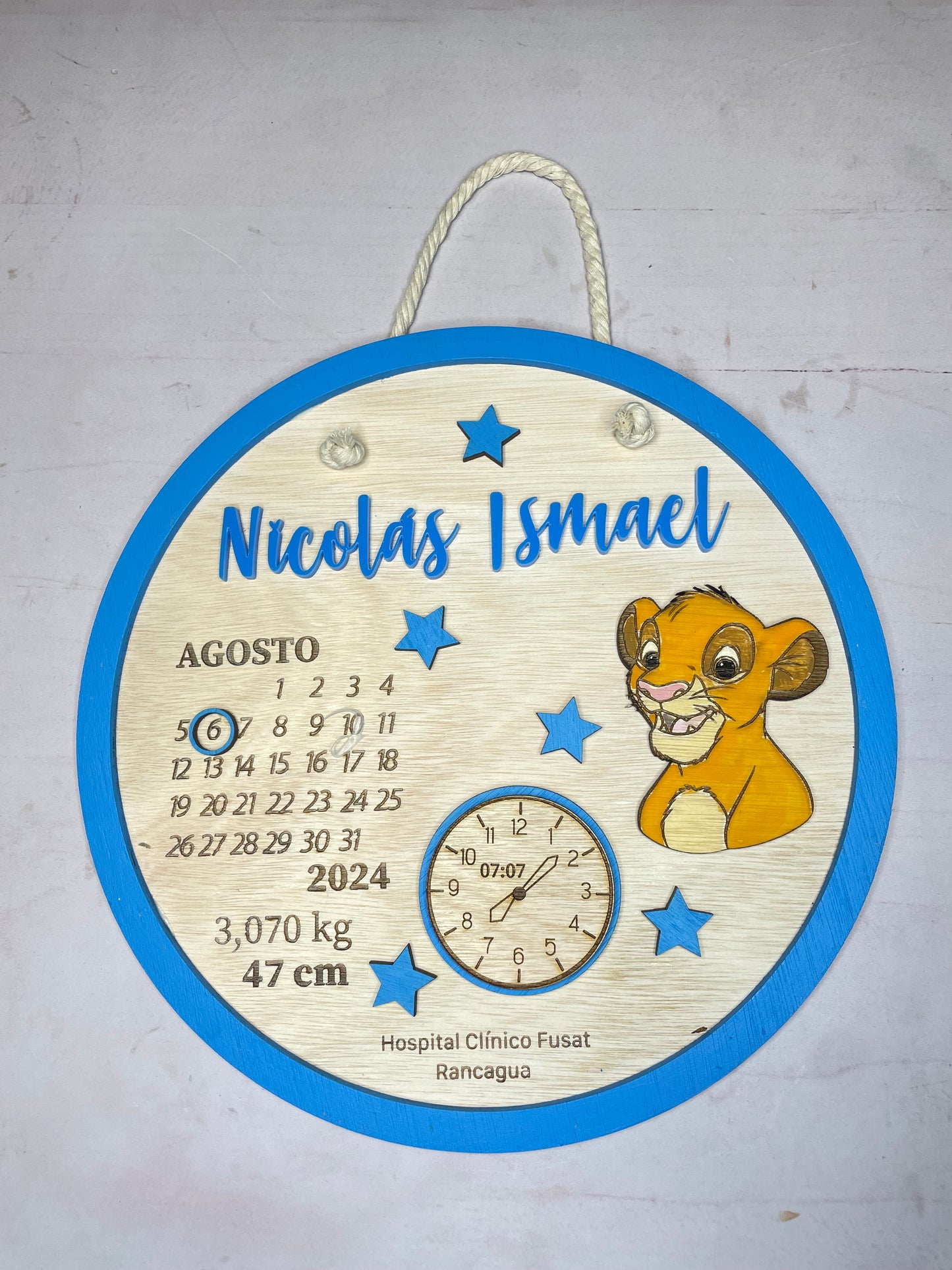 Cartel datos de nacimiento Simba rey León