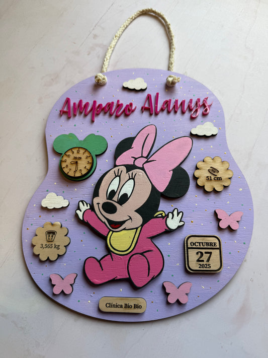 Cartel datos de nacimiento minnie