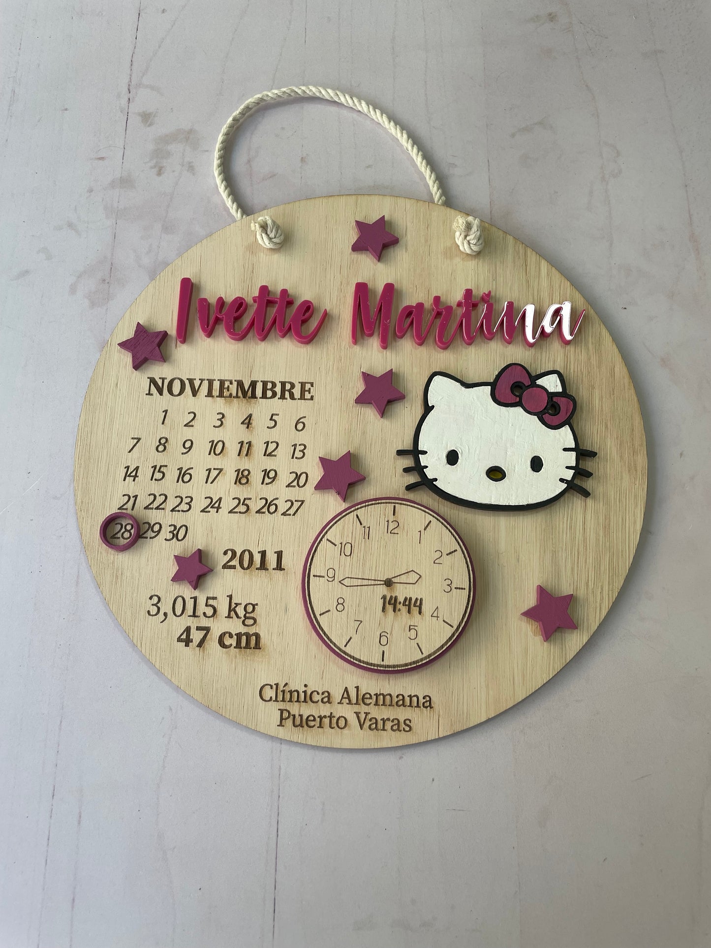 Cartel datos de nacimiento hello kitty