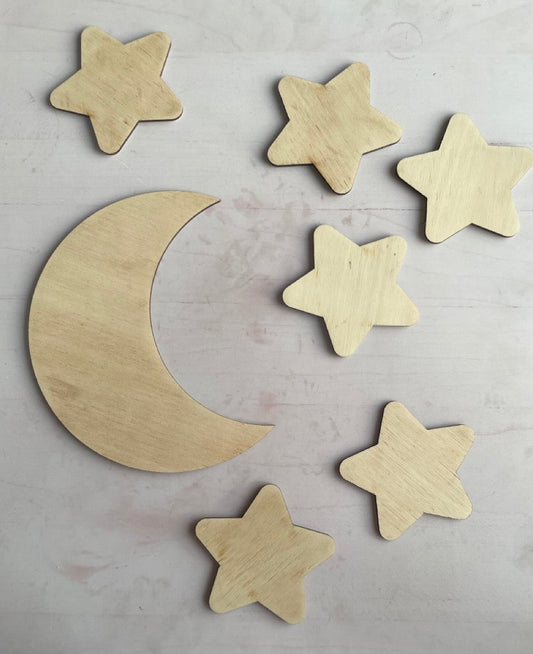 Juego decoración pared luna y estrellas