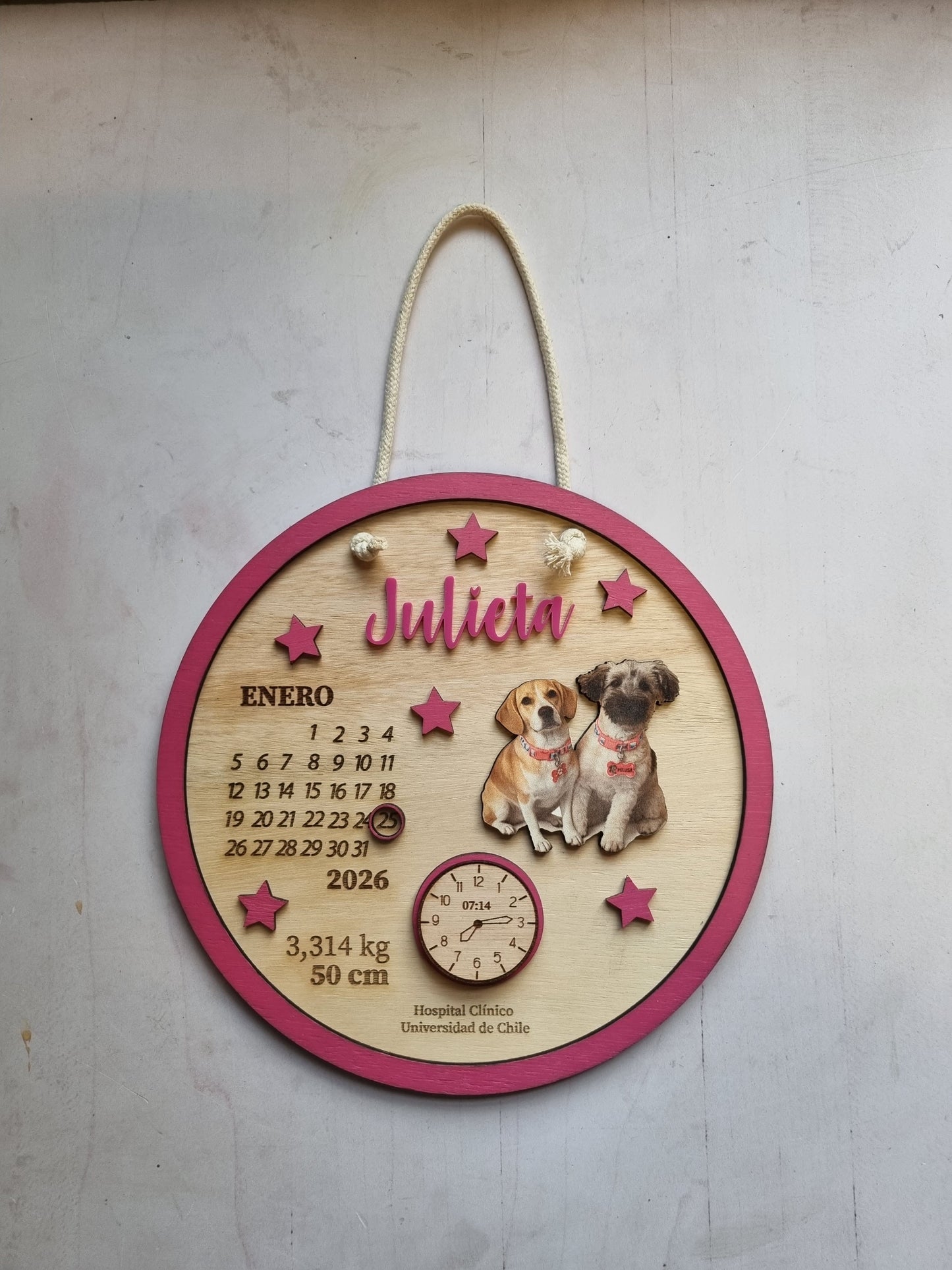 Cartel con datos de nacimiento modelo perritos