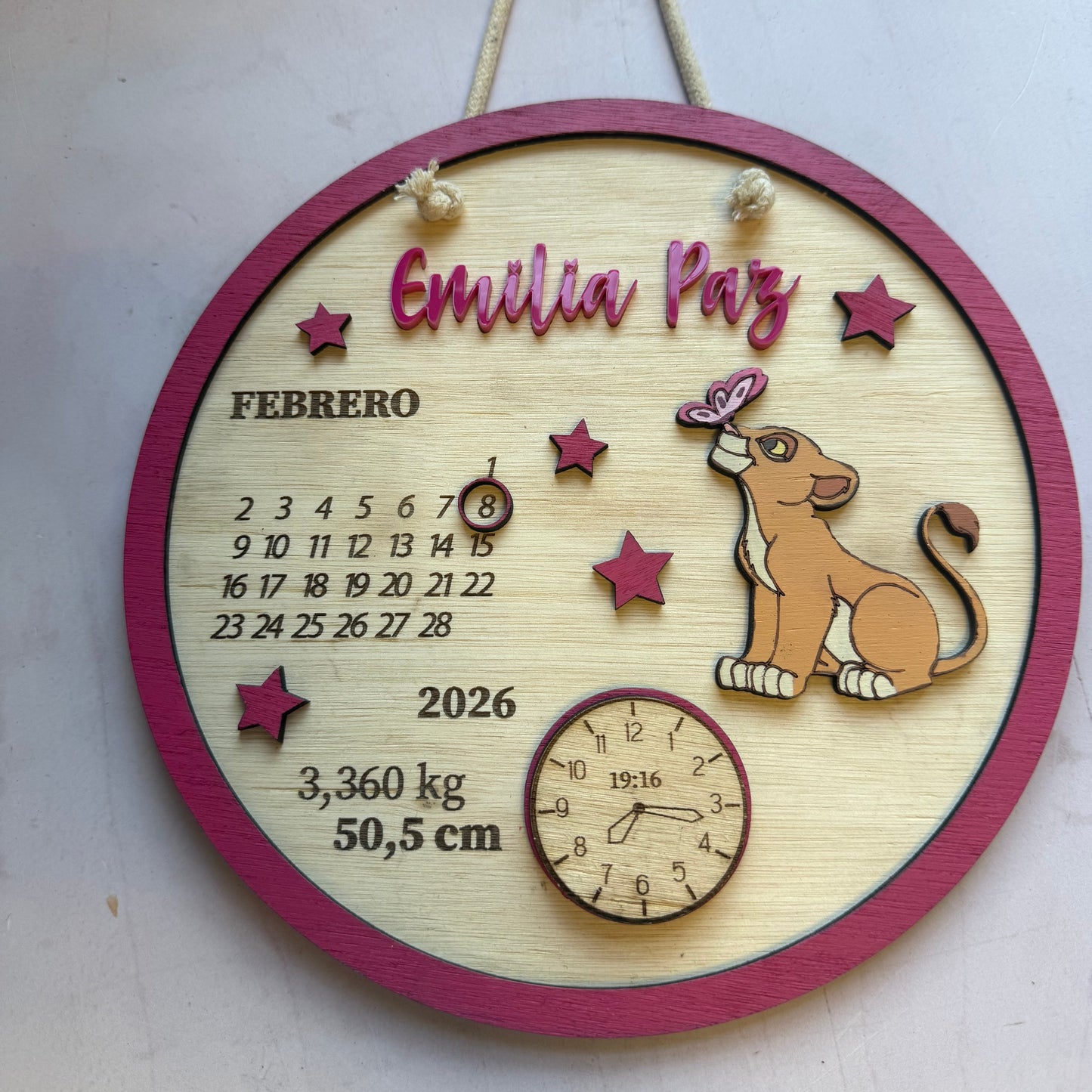 Cartel datos de nacimiento Nala