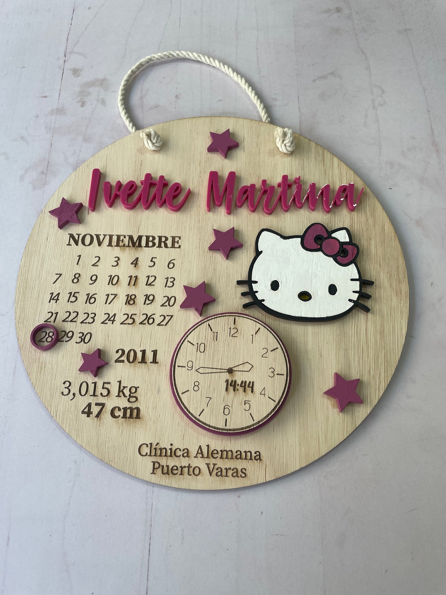 Cartel datos de nacimiento hello kitty