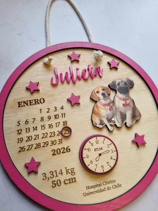 Cartel con datos de nacimiento modelo perritos