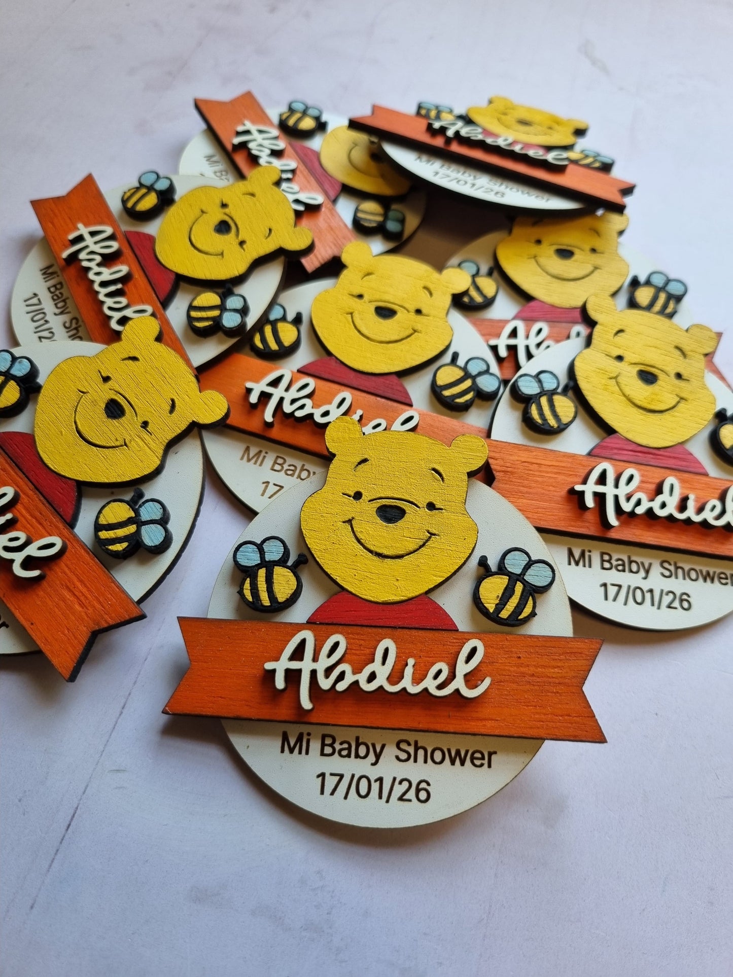 Imán recuerdo baby shower winnie pooh