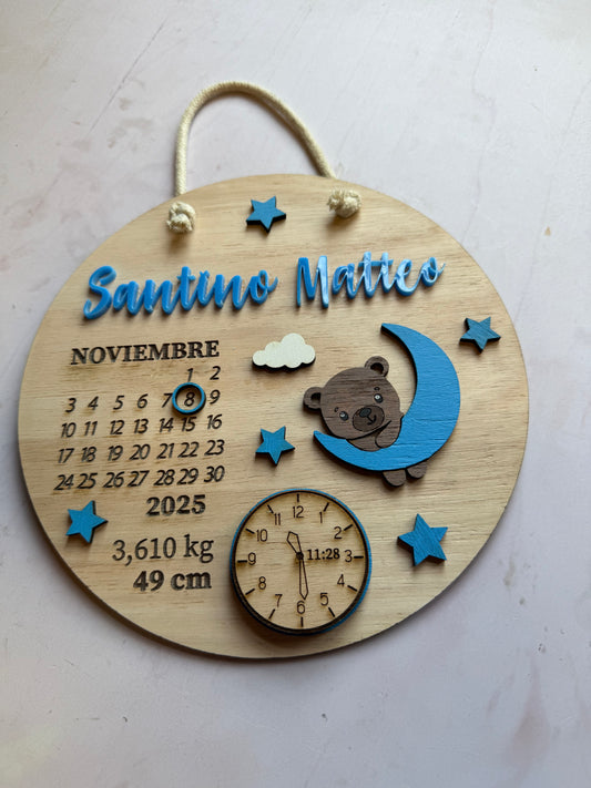 Cartel datos nacimiento oso luna