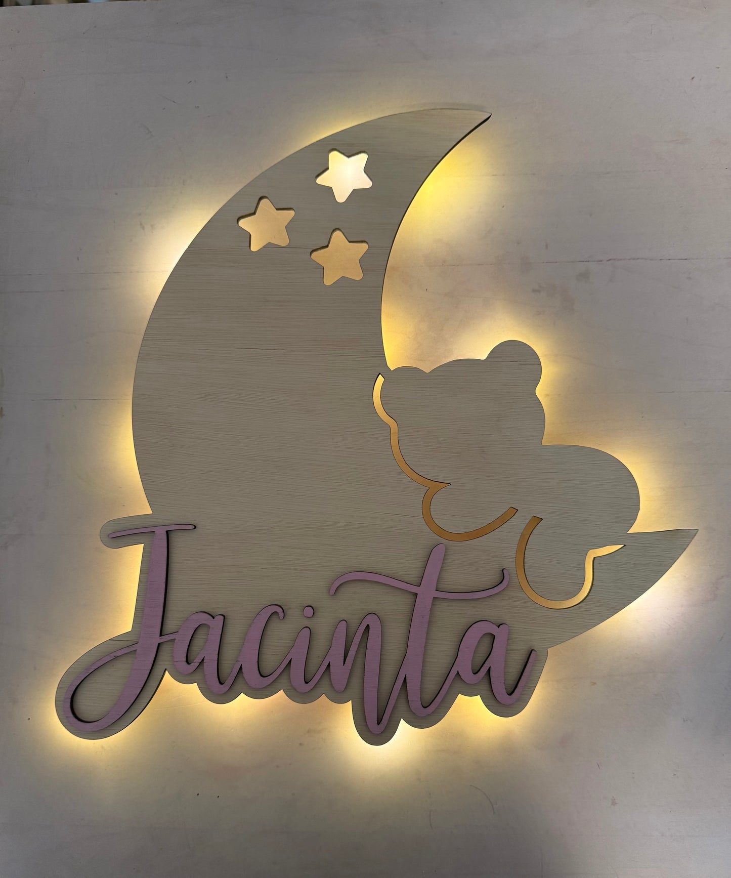 Lámpara espantacuco oso en luna personalizado