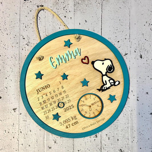 Cartel de nacimiento snoopy