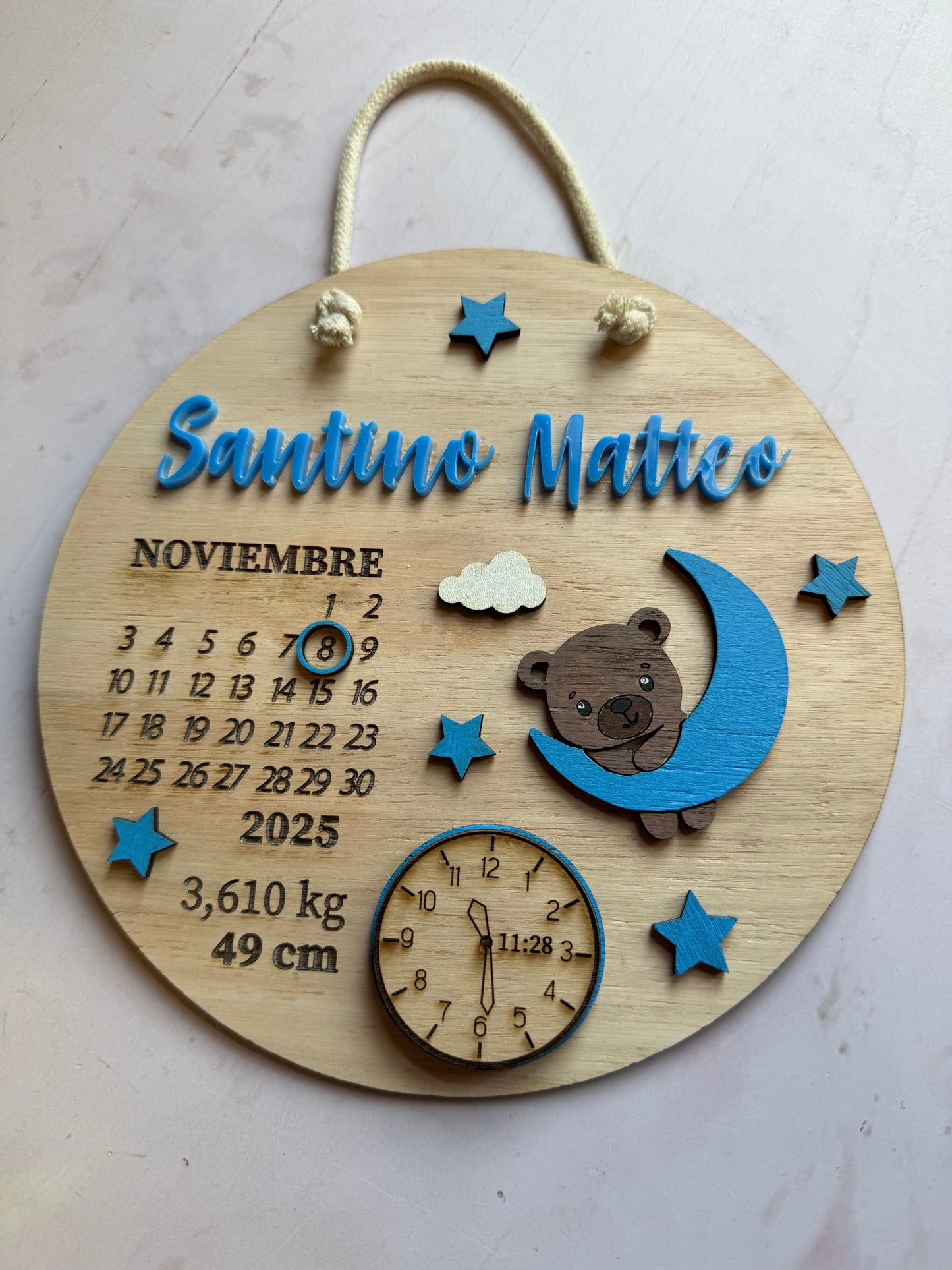 Cartel datos nacimiento oso luna