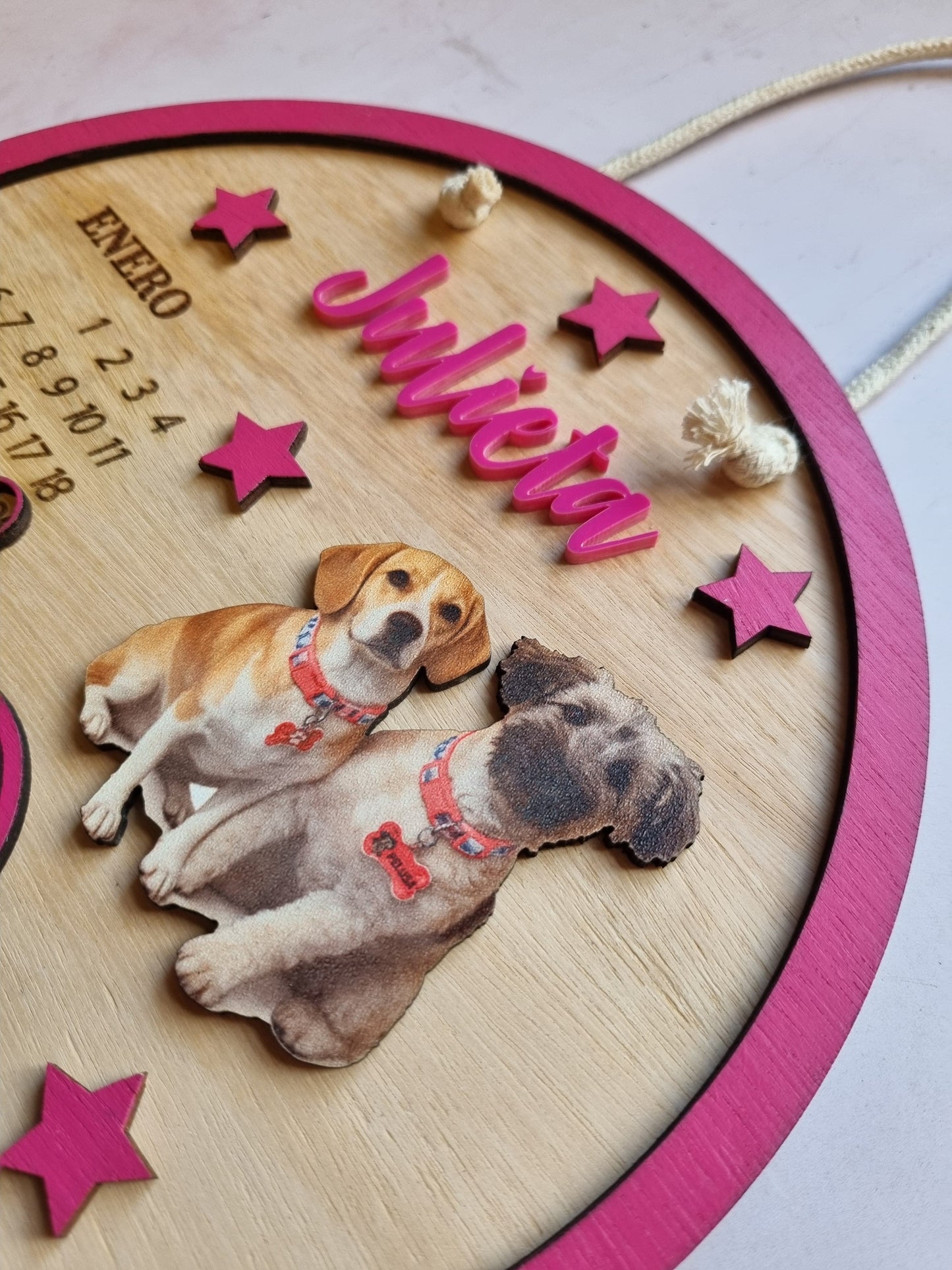 Cartel con datos de nacimiento modelo perritos