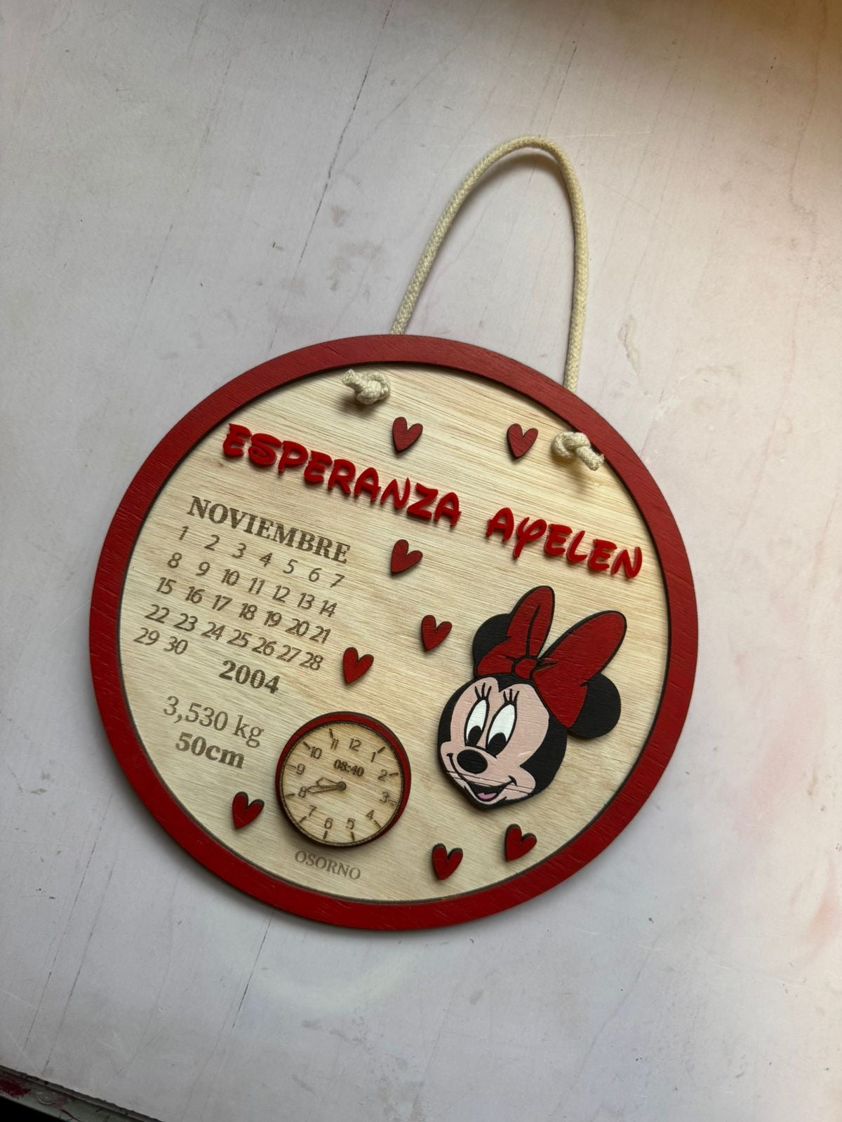 Cartel nacimiento minnie mouse con borde