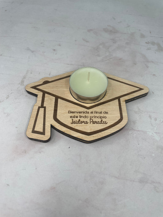 Porta vela recuerdo de graduación