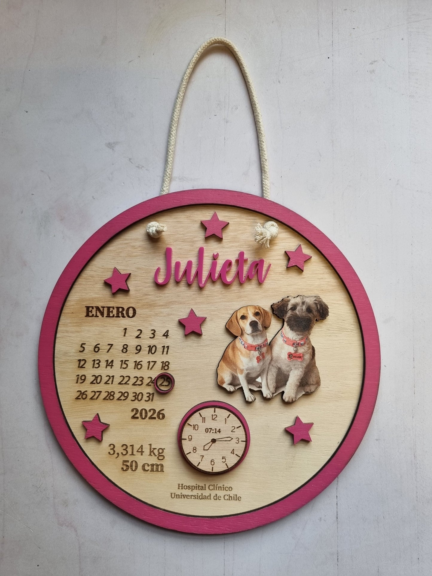 Cartel con datos de nacimiento modelo perritos