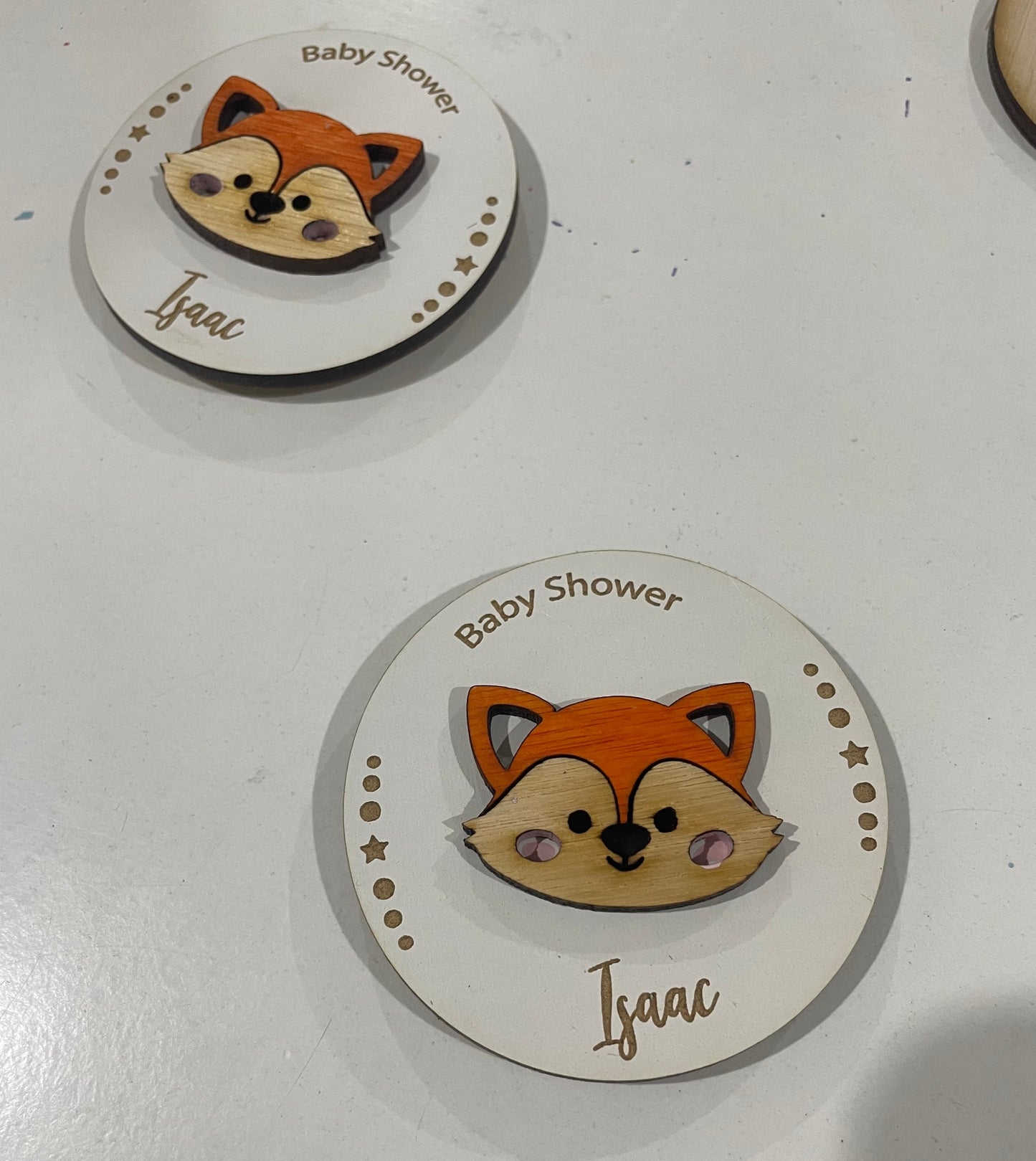 Imanes de recuerdo para baby shower de zorrito 🦊