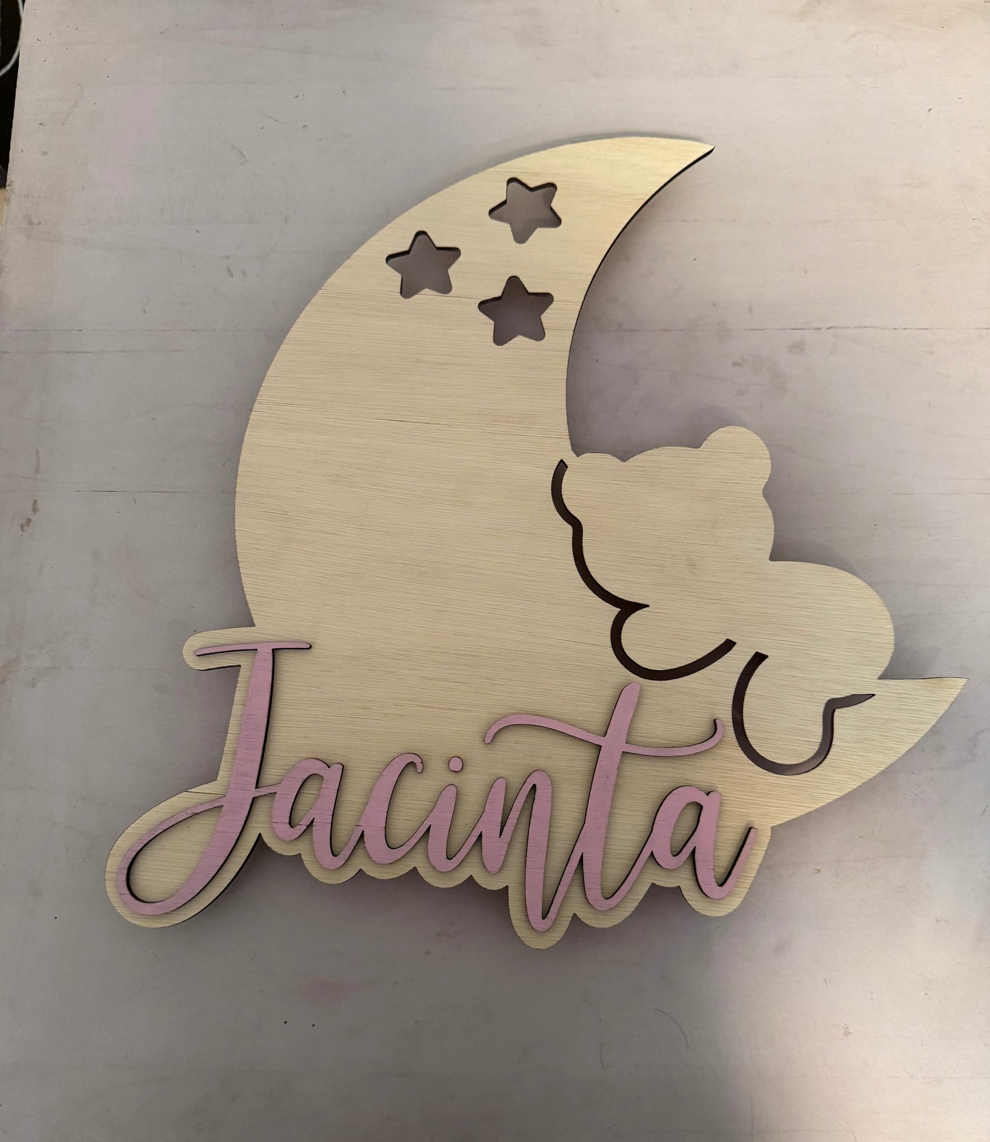 Lámpara espantacuco oso en luna personalizado