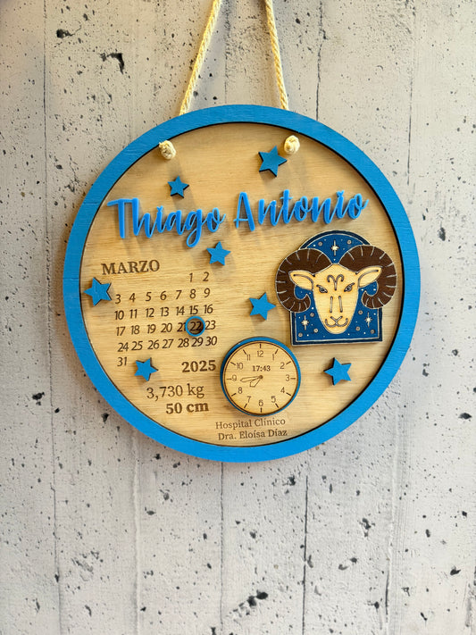 Cartel de nacimiento signo Aries