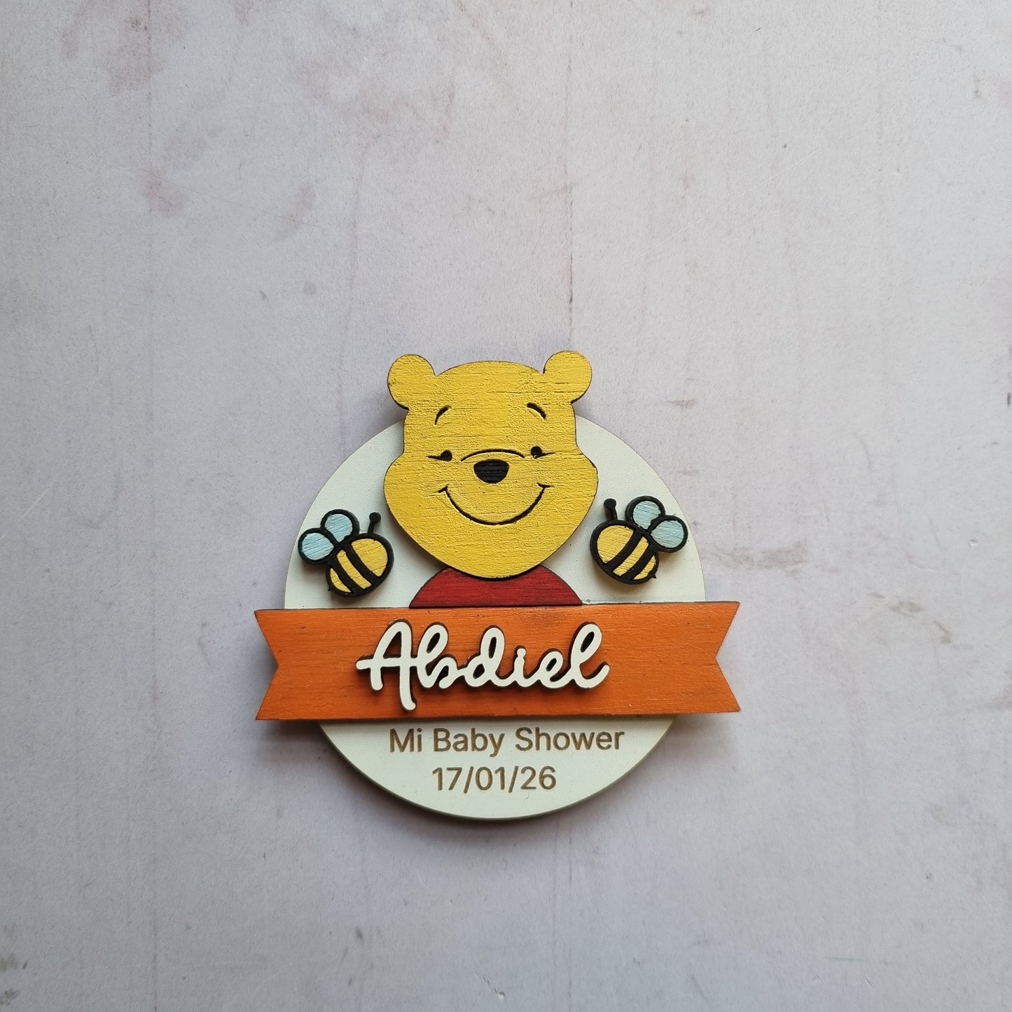 Imán recuerdo baby shower winnie pooh