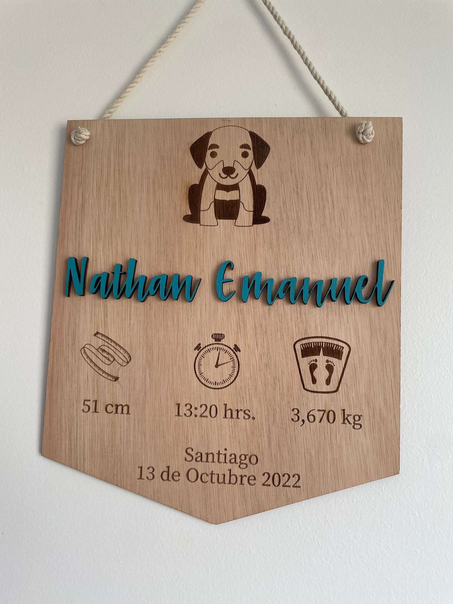 Cartel datos de nacimiento diseño perro